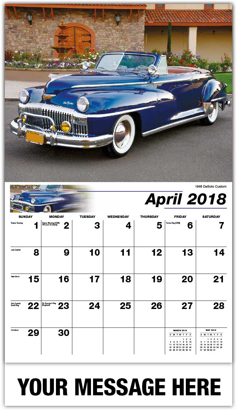 Classic Cars Calendar 65¢ Business Advertising Promo Calendars